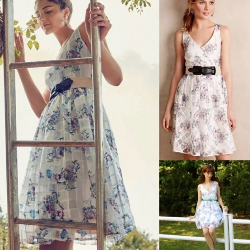 Anthropologie Peony Garden Princess Organza Wedding Special Event dress Sz 12